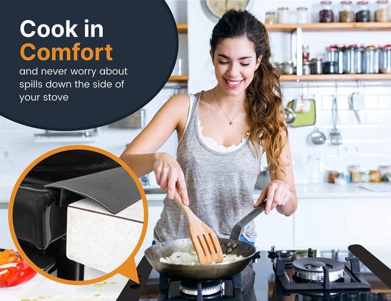Linda's Essentials Lindas Essentials Silicone Stove Gap Covers (2 Pack)  Heat Resistant Oven Gap Filler Seals Gaps Between Stovetop And Counter  Easy To Clean Stove Gap Guard (21 Inches  Black) - Image 3
