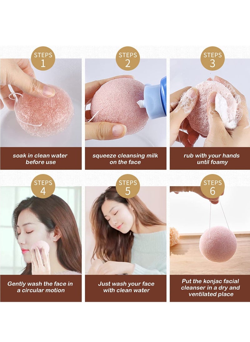 KASTWAVE Natural Konjac Facial Sponges for Gentle Face Cleansing and Exfoliation Deep Pore Facial Cleansing Sponge 6 Pack - Image 5