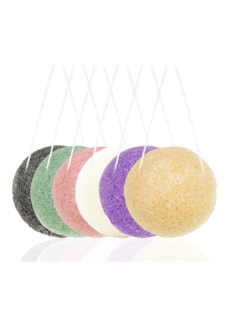 KASTWAVE Natural Konjac Facial Sponges for Gentle Face Cleansing and Exfoliation Deep Pore Facial Cleansing Sponge 6 Pack - Image 1