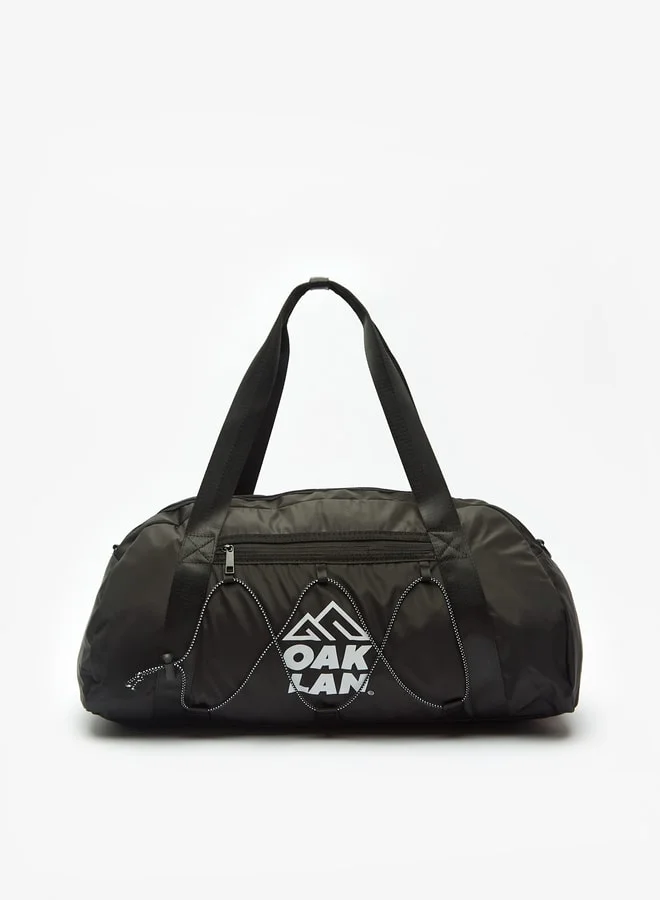 Oaklan by Shoexpress Men Logo Print Duffel Bag with Detachable Strap and Zip Closure