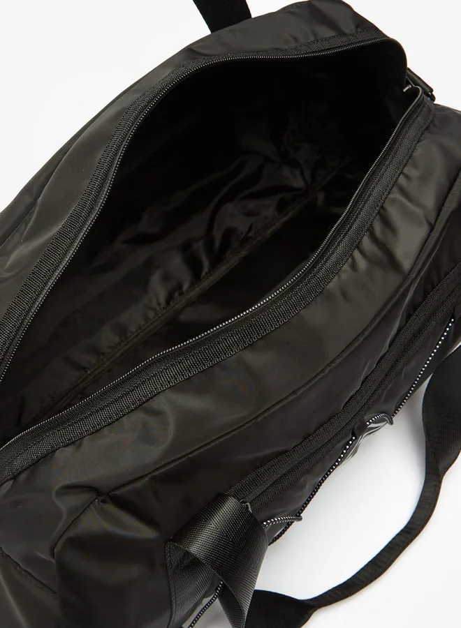 Oaklan by Shoexpress Men Logo Print Duffel Bag with Detachable Strap and Zip Closure