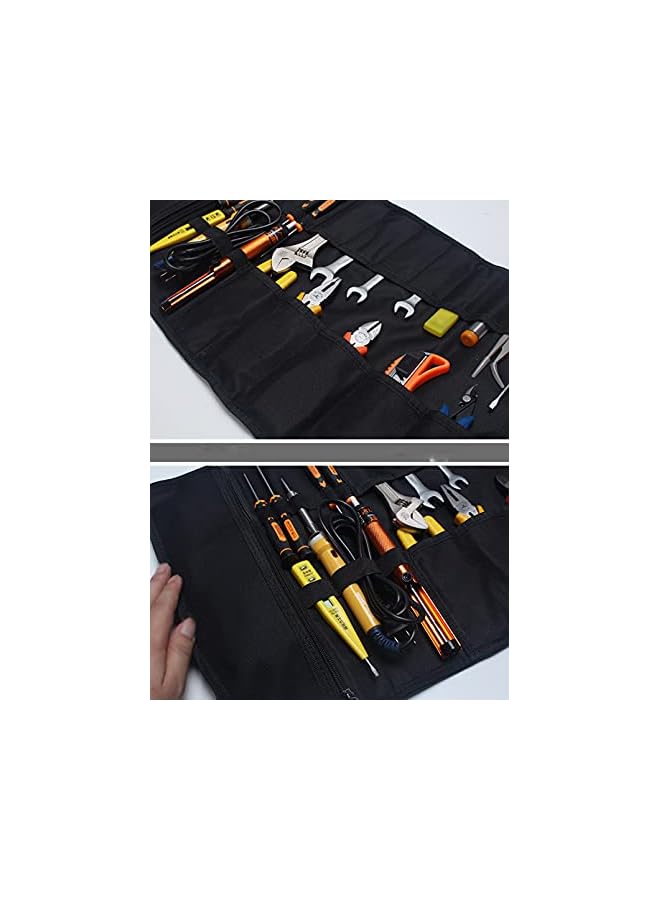 PROMASS promass Roll Portable Canvas Storage Bag,Tool Organizer for Electricians Mechanics,Thick and Wear-Resistant,UH01 Blue  - Image 2