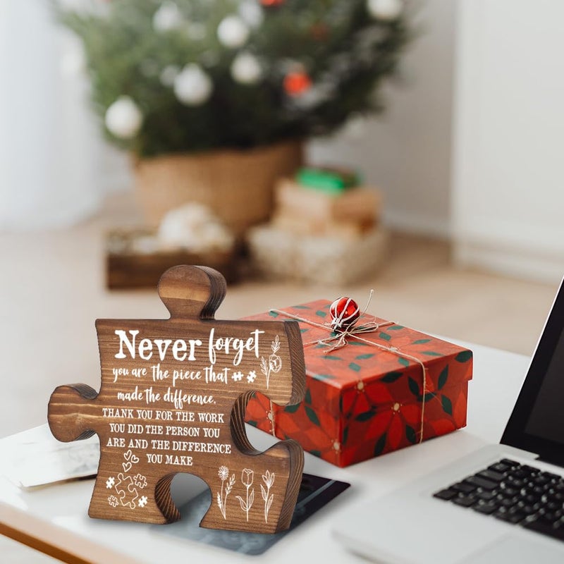 THRXOBN New Job Gifts for Women, Never Forget You Are the Piece That Made the Difference, Inspirational Piece Plaque, Thank You Gift for Teacher Nurse Coworker, 5.5x5.2 Inch,WVV1 - Image 2