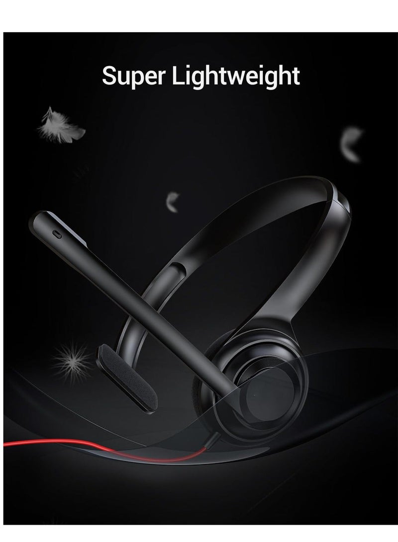 USB Headset with Microphone Noise Cancelling in-line Control, Super Light, Ultra Comfort Computer Headset for Laptop pc, On-Ear Wired Office Call Center Headset for Boom Skype Webinars - Image 3