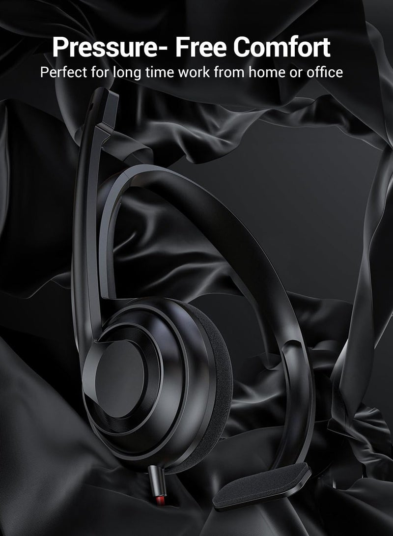 USB Headset with Microphone Noise Cancelling in-line Control, Super Light, Ultra Comfort Computer Headset for Laptop pc, On-Ear Wired Office Call Center Headset for Boom Skype Webinars - Image 4