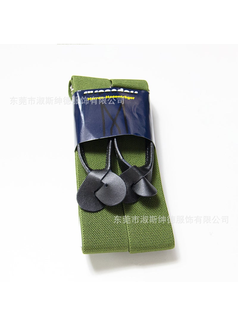 Generic Leather Suspenders for Men 32 Colors Button-End Green 