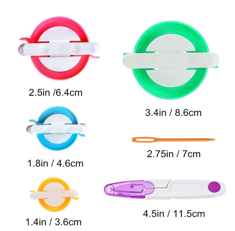 Ayasee Pompom Maker Kits, Pom pom Knitting Loom Kit Fluff Ball Weaver Needle Craft DIY Knitting Crochet Craft Tool Kit, 4PS Pompom Maker+10PS Knitting Stitch Markers+10PS Plastic Needles+1PS Scissors(25) - Image 3