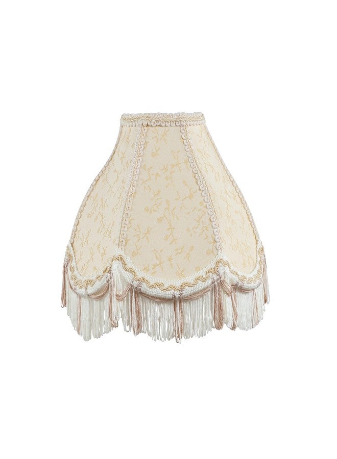 Aspen Creative 55007 Handsewn Scallop Dome Transitional UNO Fringe Lamp Shade in Butter Cream, 4" Top x 10" Bottom x 7" Height, Slip UNO 33mm - Image 3