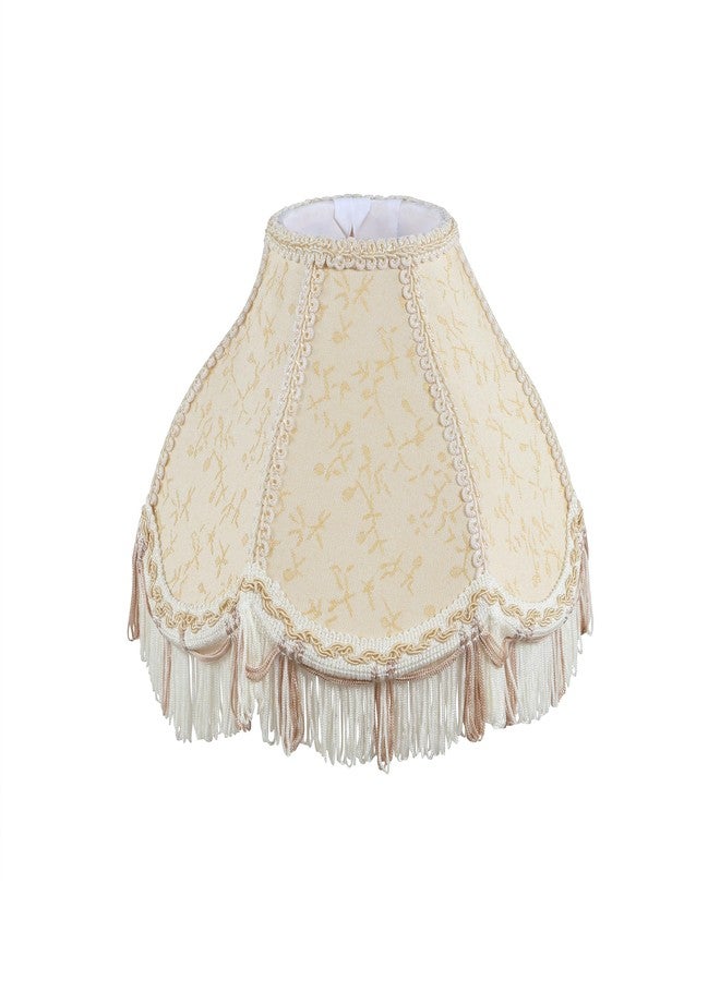 Aspen Creative 55007 Handsewn Scallop Dome Transitional UNO Fringe Lamp Shade in Butter Cream, 4" Top x 10" Bottom x 7" Height, Slip UNO 33mm - Image 1