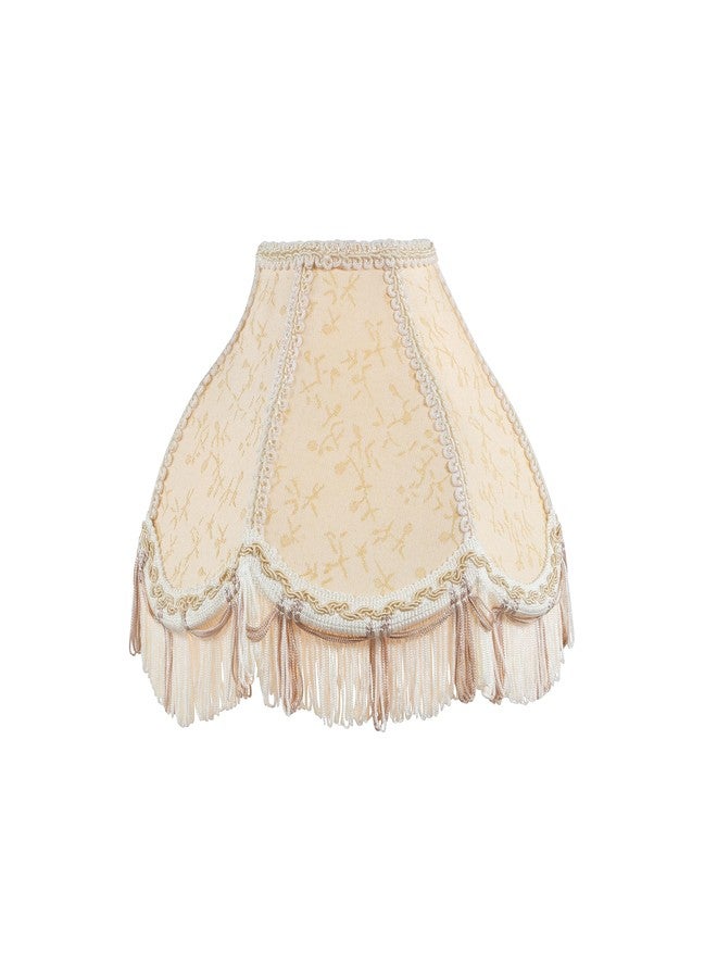 Aspen Creative 55007 Handsewn Scallop Dome Transitional UNO Fringe Lamp Shade in Butter Cream, 4" Top x 10" Bottom x 7" Height, Slip UNO 33mm - Image 2