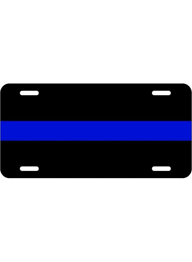 SMART BLONDE Thin Blue Line Metal License Plate Police Officers - Image 1