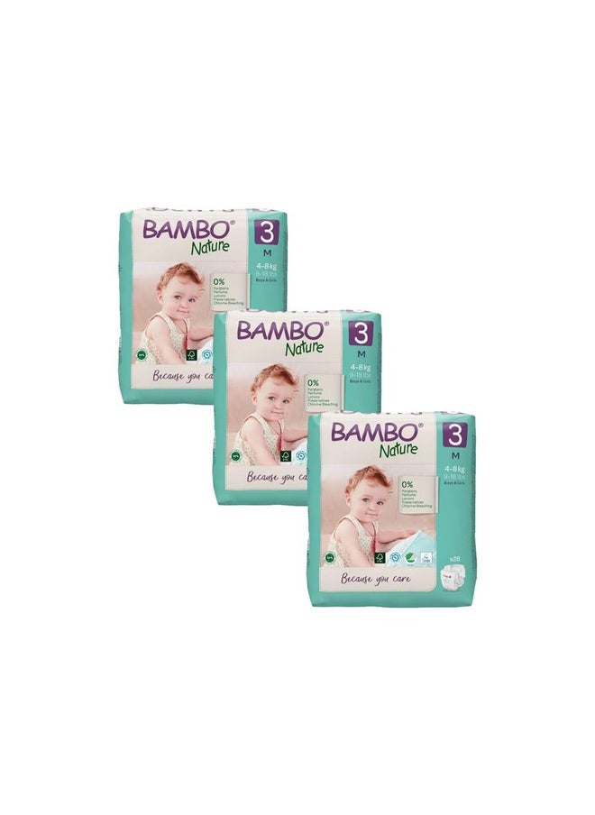 BAMBO NATURE Unisex Premium Eco-Friendly Tape Diapers With Wetness Indicator - M Size, 28 Pieces - Pack Of 3  - Image 1