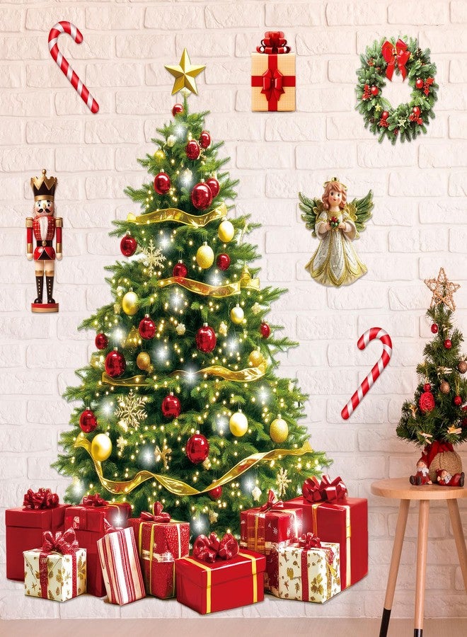 Lonfliness 3.9Ft Big Christmas Tree Bulletin Board Set Christmas Tree Classroom Bulletin Board Decoration with Paper Gift Box Candy Cane Wreath Cutouts for Xmas Holiday Home Office Chalkboard Wall Decoration - Image 1