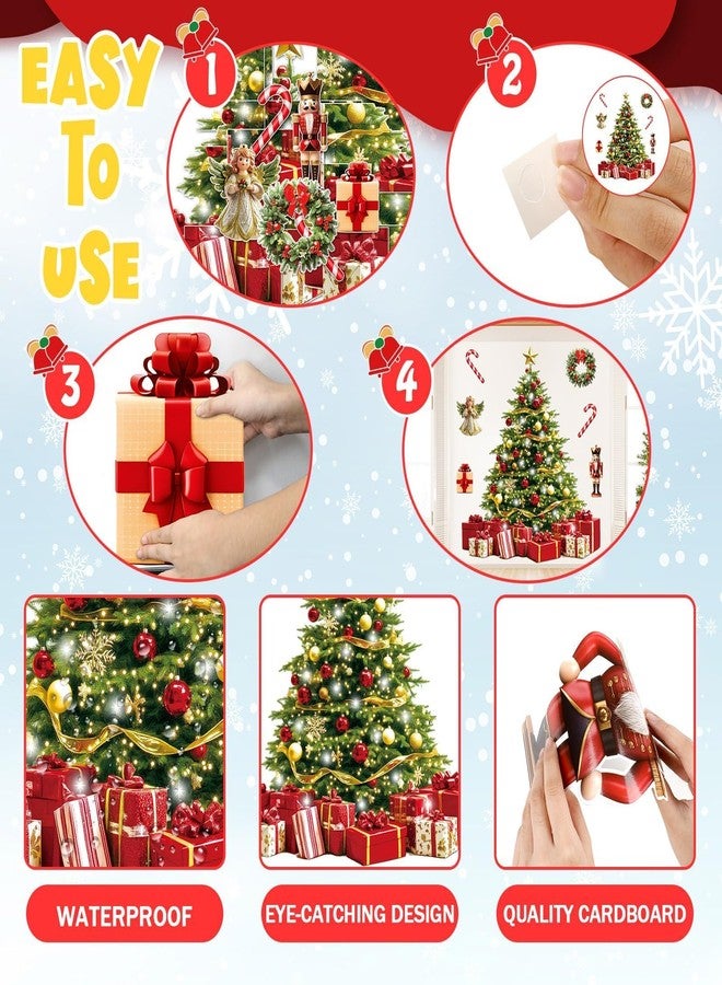 Lonfliness 3.9Ft Big Christmas Tree Bulletin Board Set Christmas Tree Classroom Bulletin Board Decoration with Paper Gift Box Candy Cane Wreath Cutouts for Xmas Holiday Home Office Chalkboard Wall Decoration - Image 3