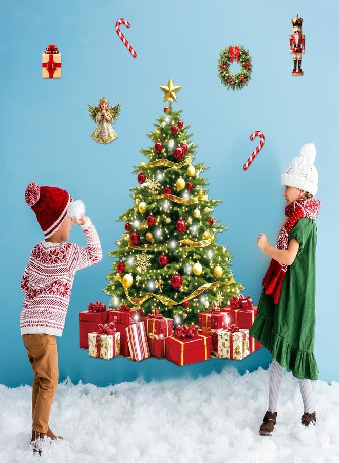 Lonfliness 3.9Ft Big Christmas Tree Bulletin Board Set Christmas Tree Classroom Bulletin Board Decoration with Paper Gift Box Candy Cane Wreath Cutouts for Xmas Holiday Home Office Chalkboard Wall Decoration - Image 4