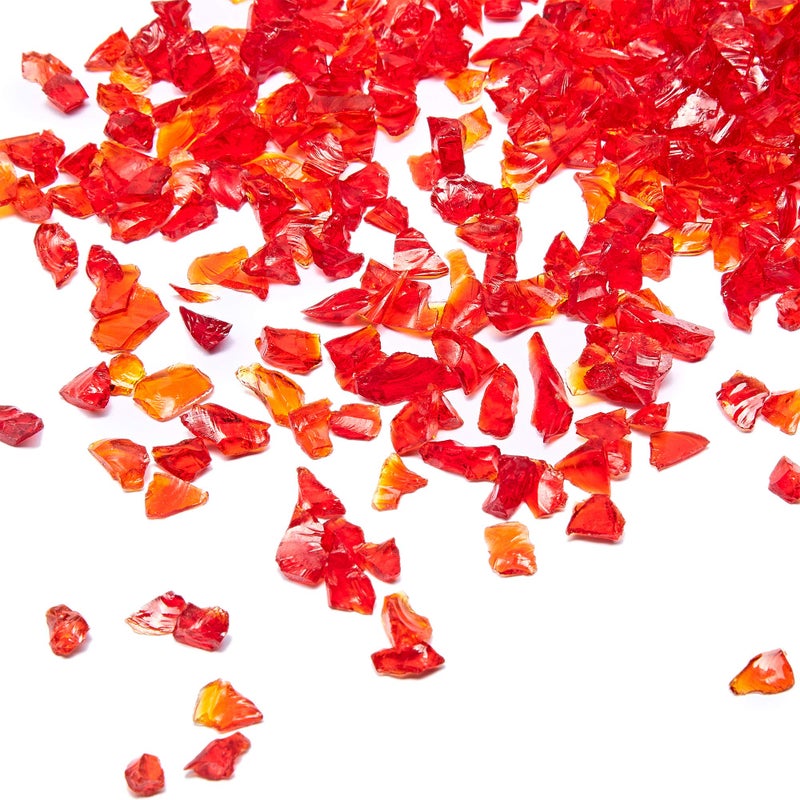 TWINKLING High Luster Crushed Glass Broken Glass Glass Gems Chips for DIY Resin Art Epoxy Crafts Nail Art Geode Painting 13mm200g Red