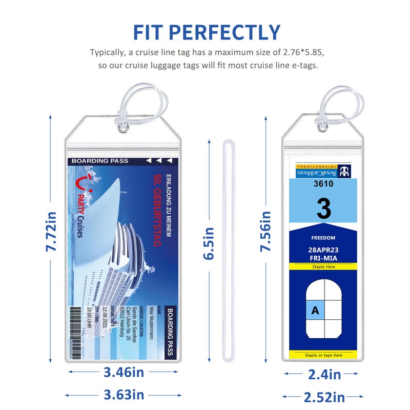 SEAVILIA 6 Pack Cruise Luggage Tag Holder, Cruise Essentials 2026 for NCL, Princess, Carnival, Royal Caribbean and Celebrity Cruise Luggage Tags for Travel Essentials by SEAVILIA - Image 2