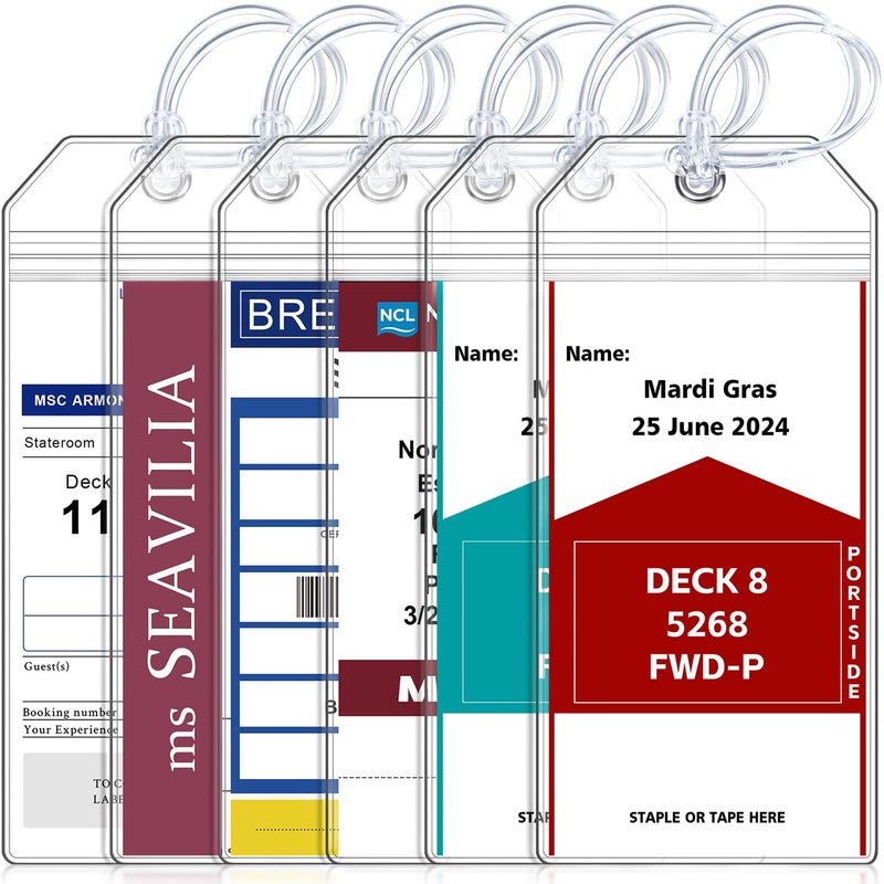 SEAVILIA 6 Pack Cruise Luggage Tag Holder, Cruise Essentials 2026 for NCL, Princess, Carnival, Royal Caribbean and Celebrity Cruise Luggage Tags for Travel Essentials by SEAVILIA - Image 1