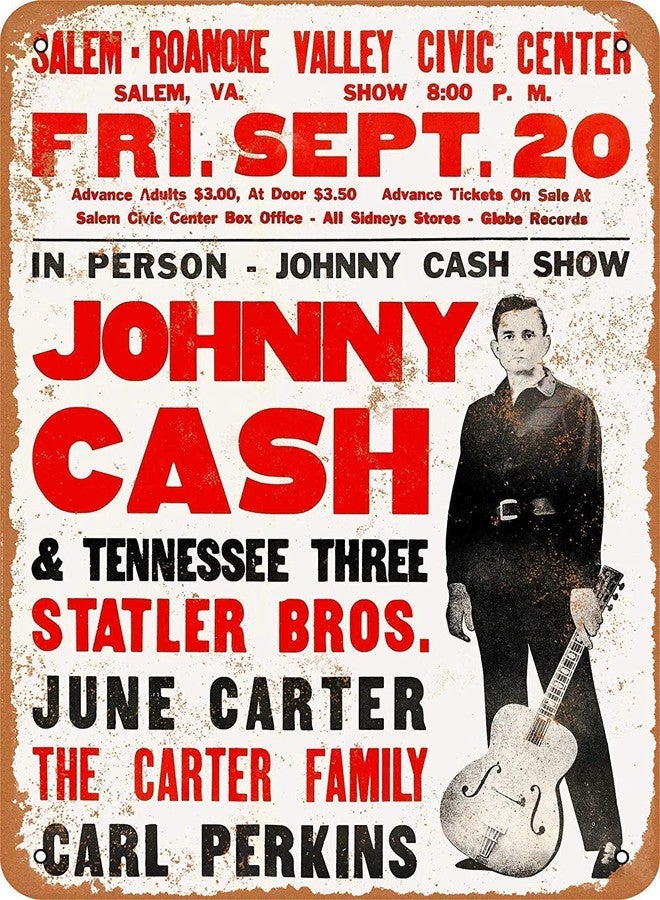 Ylens Johnny Tin Sign 1968 Cash in Virginia Vintage Metal Signs 8 x 12 Inches - Image 1