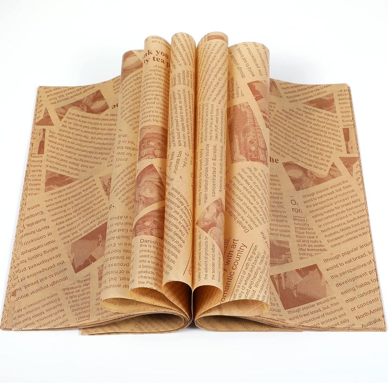 Epakh 600 Pcs Deli Wax Paper Sheets for Food Newspaper Sandwich Wrapping Paper Baking Newsprint Food Picnic Greaseproof Basket Liners Wax Wrapping Tissue 10 x 10 InchBrown  - Image 1
