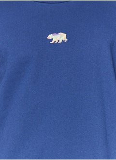 trendyol Navy Blue Oversize/Wide Cut Fit Animal Embroidered Fleece Sweatshirt TMNAW23SW00191  - Image 2