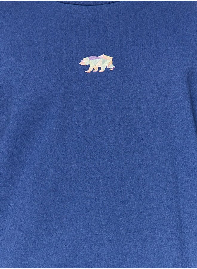 trendyol Navy Blue Oversize/Wide Cut Fit Animal Embroidered Fleece Sweatshirt TMNAW23SW00191  - Image 2