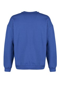 trendyol Navy Blue Oversize/Wide Cut Fit Animal Embroidered Fleece Sweatshirt TMNAW23SW00191  - Image 4