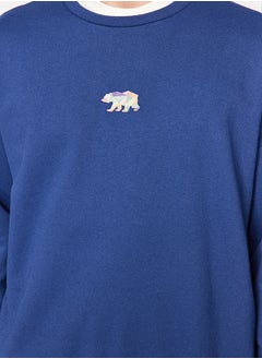 trendyol Navy Blue Oversize/Wide Cut Fit Animal Embroidered Fleece Sweatshirt TMNAW23SW00191  - Image 3