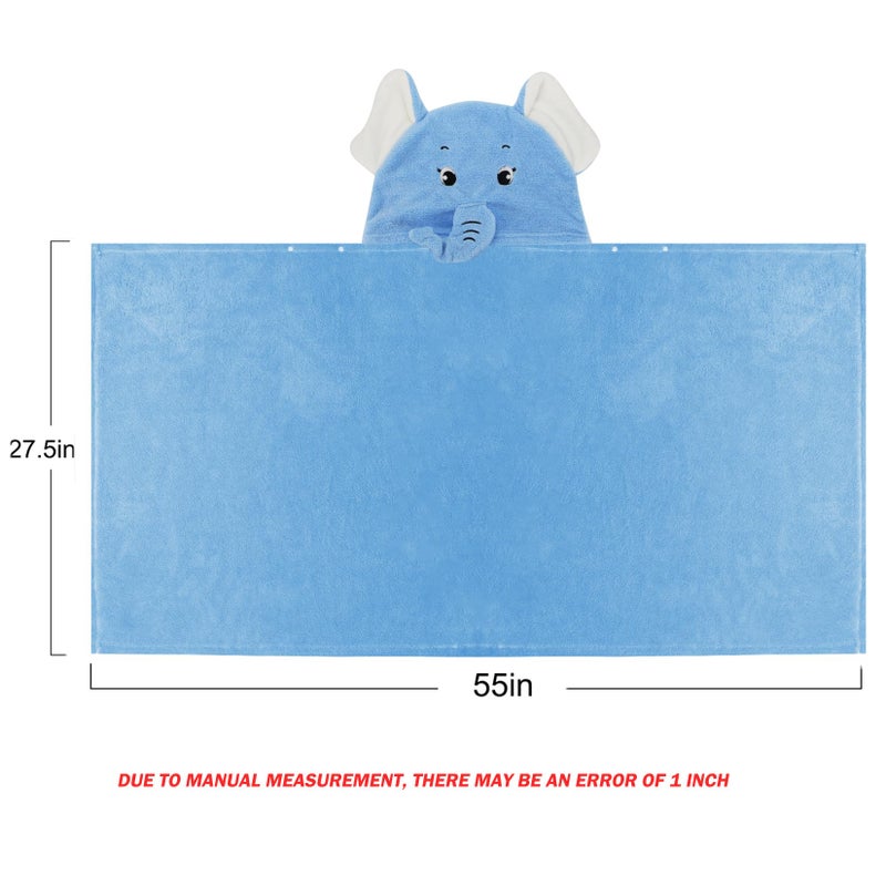 ROMASA Baby Bath Towel Hooded Ultra Soft Towel Highly Absorbent Bathrobe Blanket Toddlers Shower Gifts for Boys Girls-27.5" x 55" (Blue) - Image 2