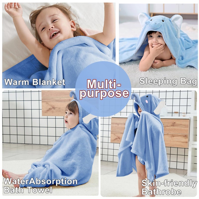 ROMASA Baby Bath Towel Hooded Ultra Soft Towel Highly Absorbent Bathrobe Blanket Toddlers Shower Gifts for Boys Girls-27.5" x 55" (Blue) - Image 5