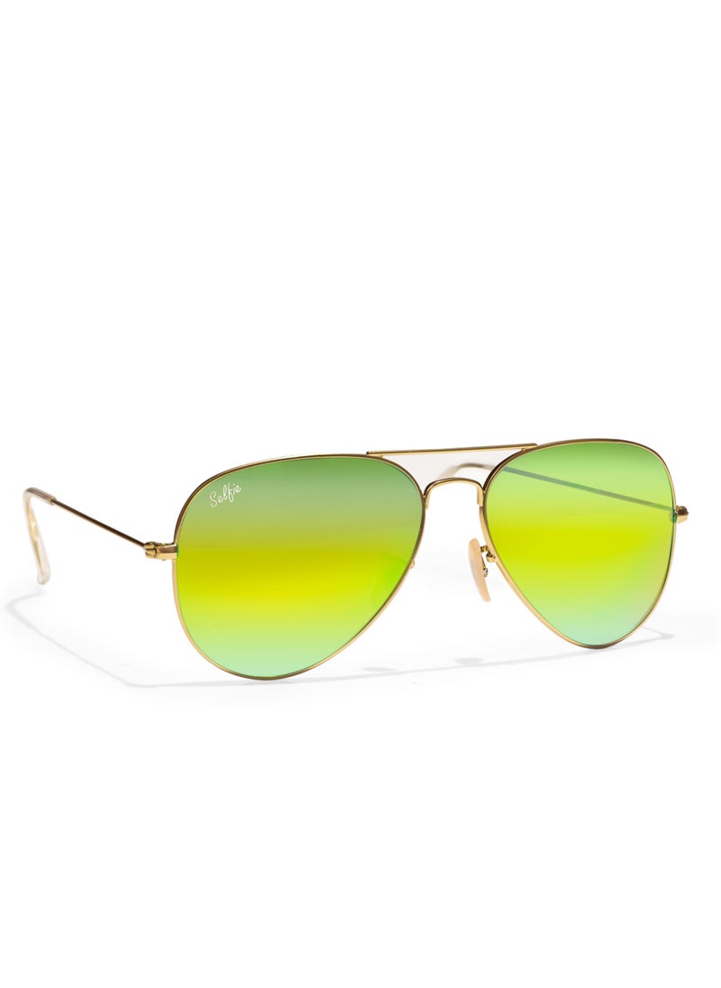 selfie Selfie Aviator Yellow Gold Metal Frame with UV 400 Sunglasses, SE3025-014  - Image 2