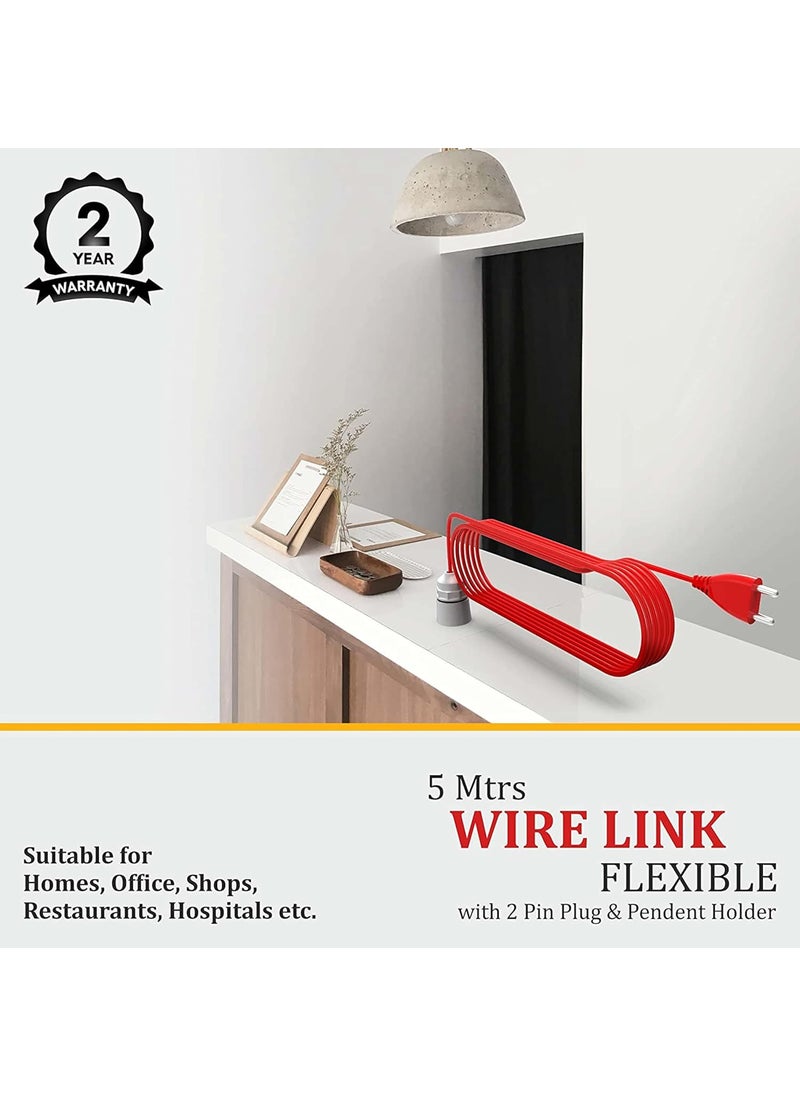 FYBROS Fybros Extension Wire Holder Wire Link Bulb Holder Bulb Holder with 5 Meter Extention Wire Suitable For Home And Office Use Made In India  - Image 3