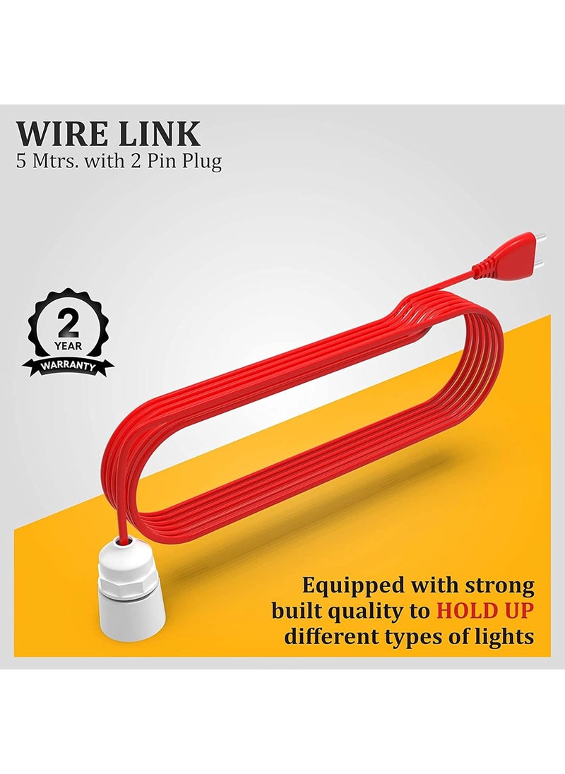 FYBROS Fybros Extension Wire Holder Wire Link Bulb Holder Bulb Holder with 5 Meter Extention Wire Suitable For Home And Office Use Made In India  - Image 5
