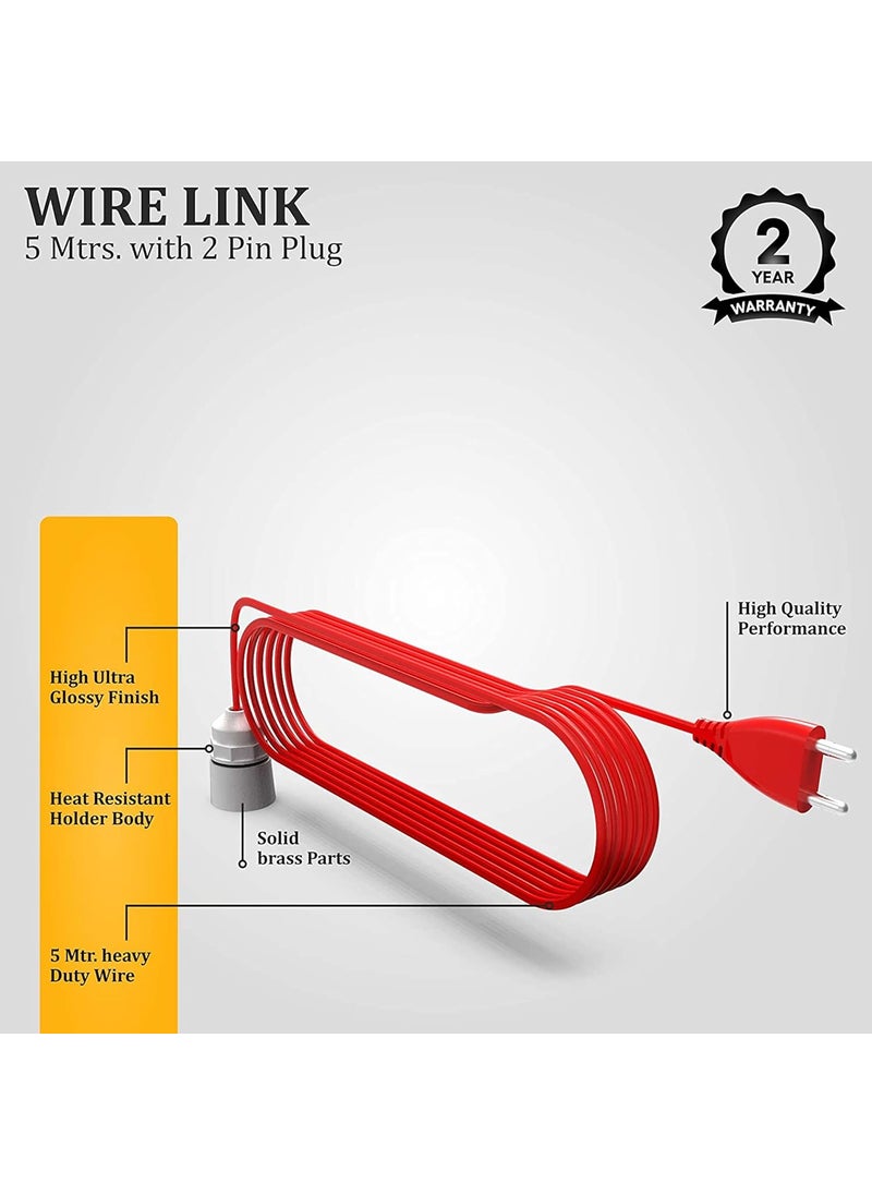 FYBROS Fybros Extension Wire Holder Wire Link Bulb Holder Bulb Holder with 5 Meter Extention Wire Suitable For Home And Office Use Made In India  - Image 2