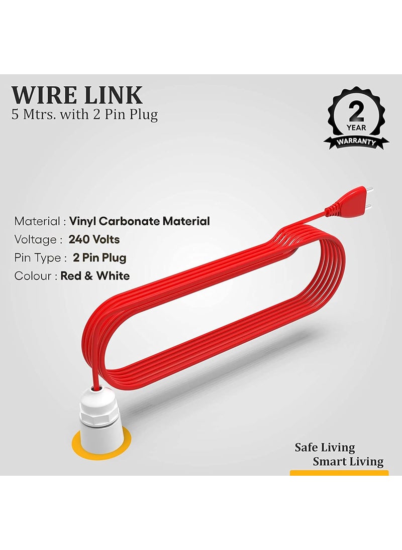 FYBROS Fybros Extension Wire Holder Wire Link Bulb Holder Bulb Holder with 5 Meter Extention Wire Suitable For Home And Office Use Made In India  - Image 4