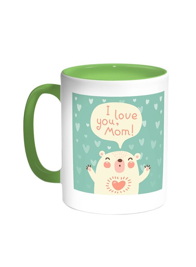 RKN I Love My Mom Printed Coffee Mug Green White 11 ounce - Image 2
