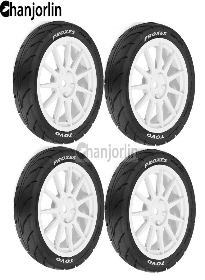 Chanjorlin 1/10 RC On Road Racing Tires and Wheels 12mm Hex OD 2.72'' RC Rally Street Tyres for 1:10 Scale Touring Drift Car Tamiya TT01 TT02 XV01 TA06 A959 PTG2 HPI KYOSHO HSP Traxxas 4PCS (White) - Image 5