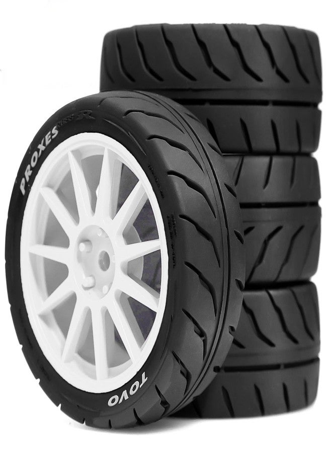 Chanjorlin 1/10 RC On Road Racing Tires and Wheels 12mm Hex OD 2.72'' RC Rally Street Tyres for 1:10 Scale Touring Drift Car Tamiya TT01 TT02 XV01 TA06 A959 PTG2 HPI KYOSHO HSP Traxxas 4PCS (White) - Image 1
