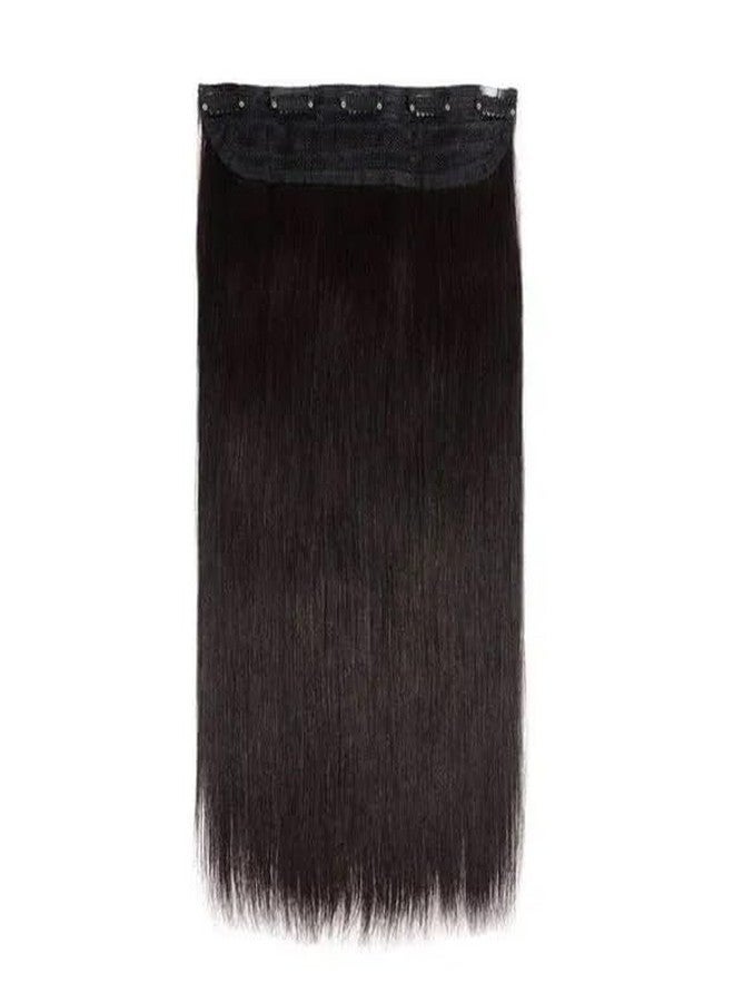 بلوشيا وصلات شعر بشري طبيعي 100% من BLUSHIA - قطعة واحدة مع 5 مشابك - للنساء - أسود طبيعي، 24 بوصة، 100 غرام، عبوة من قطعة واحدة - Image 5