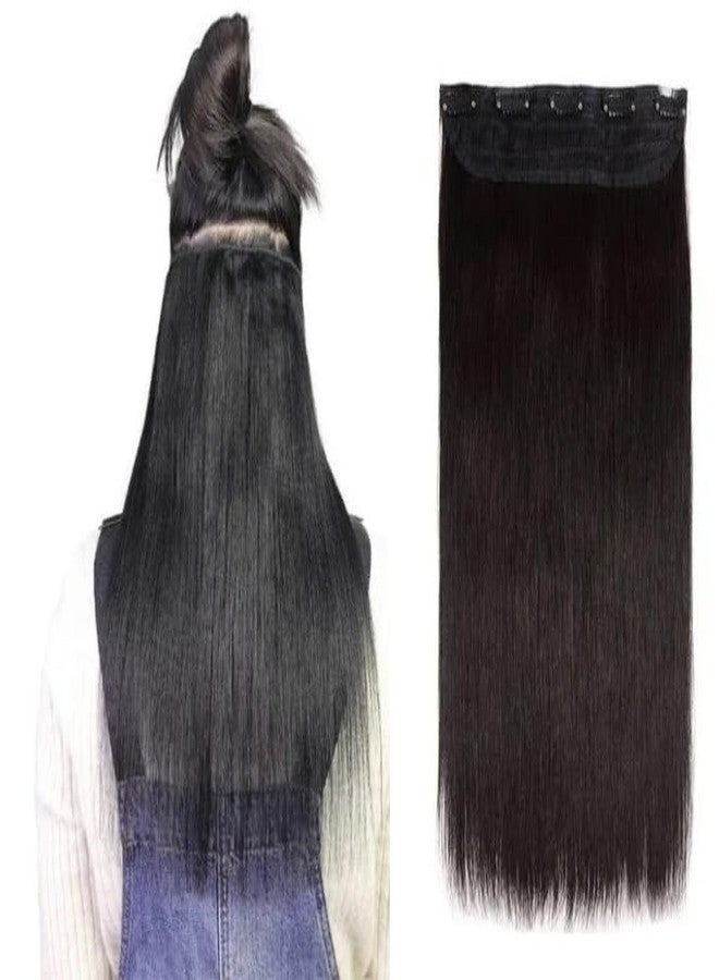 بلوشيا وصلات شعر بشري طبيعي 100% من BLUSHIA - قطعة واحدة مع 5 مشابك - للنساء - أسود طبيعي، 24 بوصة، 100 غرام، عبوة من قطعة واحدة - Image 1