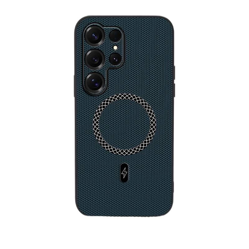 MagSafe Case | Strong Magnetic | Shockproof Cover for Samsung Galaxy A25 | Leather Texture | Blue - Image 1