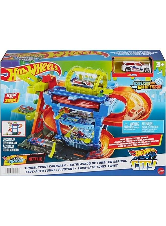 Hot Wheels Mattel Hot Wheels City Tunnel Twist Car Wash & Color Shifters Vehicle in 1:64 Scale - Image 1