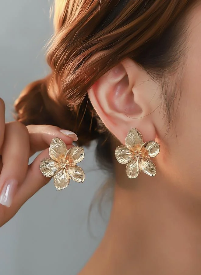 Take Two Gold Flower Stud Earrings