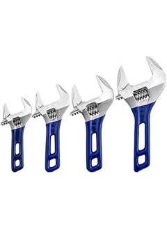 ماركة غير محددة مفتاح ربط adjustable بفتحة كبيرة ومقبض قصير 4'' 5'' 6'' 8 (4'' + 5'' + 6'' + 8، أزرق)  - Image 1