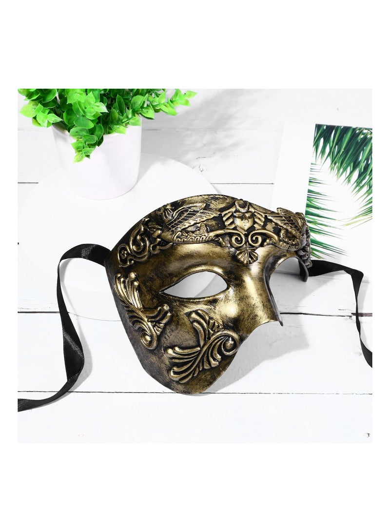 KASTWAVE Half Face Masquerade Mask for Men, Phantom Of The Opera Mask Half Face Roman Warrior Mask Prom Mardi Gras Carnival Venetian Mask (Brass Color) - Image 4