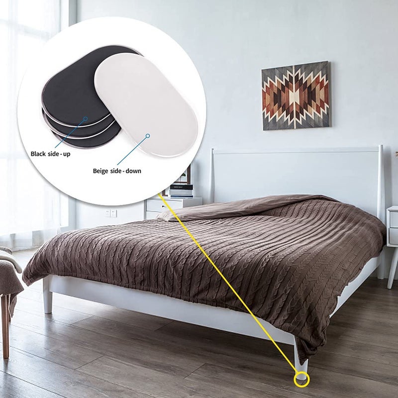 Ezprotekt Reusable Large Furniture Movers Sliders for Carpet and Hardwood Floors-8 Pack 9-1/2" Oval Moving Pads Protector for Heavy Duty Sofa Bed Table Desk,Quickly and Easily Move Any Item, Beige - Image 2