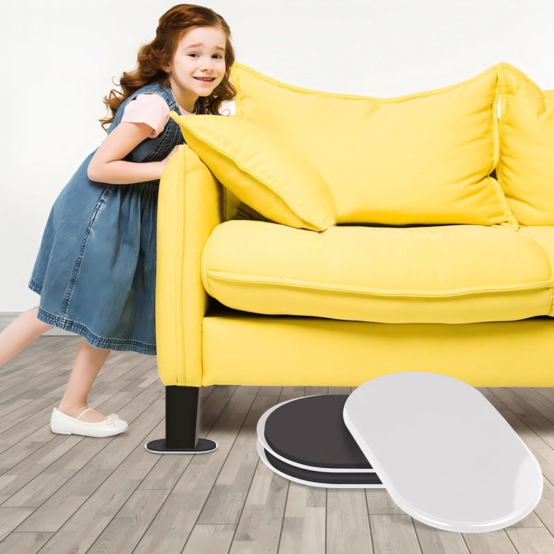 Ezprotekt Reusable Large Furniture Movers Sliders for Carpet and Hardwood Floors-8 Pack 9-1/2" Oval Moving Pads Protector for Heavy Duty Sofa Bed Table Desk,Quickly and Easily Move Any Item, Beige - Image 5