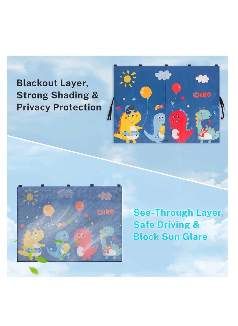 SYOSI Magnetic Car Side Window Shades, 1 Pack Magnetic Car Sun Shades, for Baby Double Layer Full Shade/Half Shade Options Cartoon Car Window Curtain, for Kids Heat/Uv Protection, Fits Most Cars Size  - Image 4