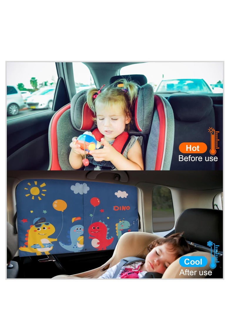 SYOSI Magnetic Car Side Window Shades, 1 Pack Magnetic Car Sun Shades, for Baby Double Layer Full Shade/Half Shade Options Cartoon Car Window Curtain, for Kids Heat/Uv Protection, Fits Most Cars Size  - Image 3
