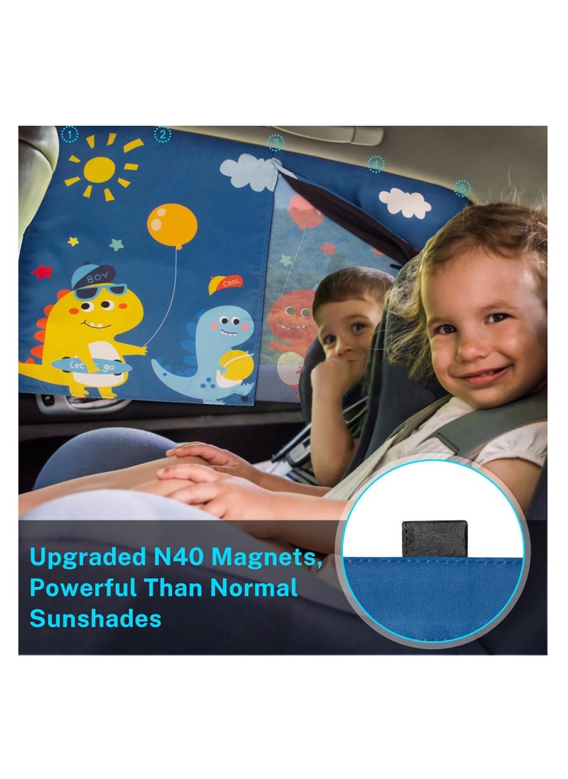 SYOSI Magnetic Car Side Window Shades, 1 Pack Magnetic Car Sun Shades, for Baby Double Layer Full Shade/Half Shade Options Cartoon Car Window Curtain, for Kids Heat/Uv Protection, Fits Most Cars Size  - Image 2